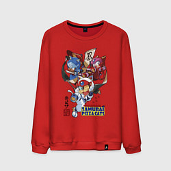 Свитшот хлопковый мужской Samurai pizza cats, цвет: красный