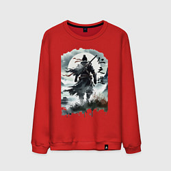 Свитшот хлопковый мужской Призрак Цусимы - Японский самурай, цвет: красный