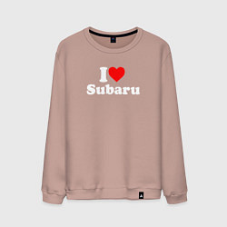Свитшот хлопковый мужской I love Subaru sport, цвет: пыльно-розовый