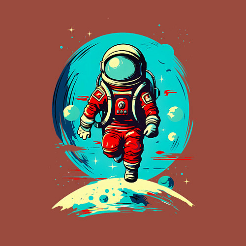 Мужской свитшот Космонавт на фоне луны / Кирпичный – фото 3