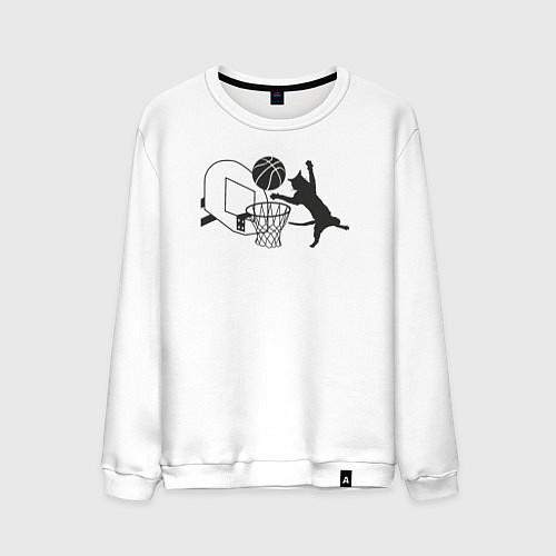 Мужской свитшот Баскетбольный кот / Белый – фото 1