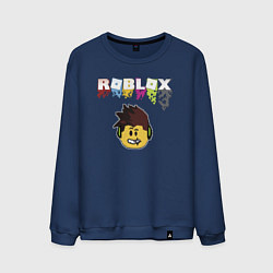 Свитшот хлопковый мужской Roblox pixel - роблокс пиксель видеоигра для детей, цвет: тёмно-синий