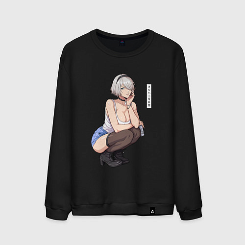 Мужской свитшот Современная 2b - Nier automata / Черный – фото 1