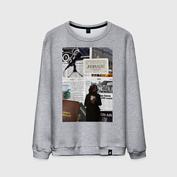Свитшот хлопковый мужской Журналист эстетика, цвет: меланж