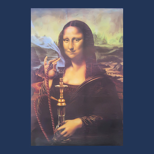 Мужской свитшот Мона Лиза с кальяном / Тёмно-синий – фото 3