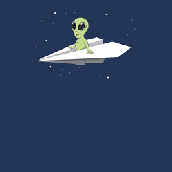 Свитшот хлопковый мужской Пришелец в бумажном самолётике, цвет: тёмно-синий — фото 2