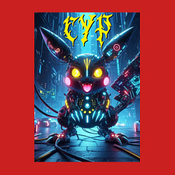 Свитшот хлопковый мужской Cyber horror - Pikachu, цвет: красный — фото 2
