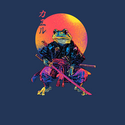 Свитшот хлопковый мужской Лягушка - самурай - japan aesthetic, цвет: тёмно-синий — фото 2