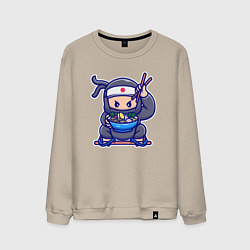 Свитшот хлопковый мужской Ниндзя рамен, цвет: миндальный