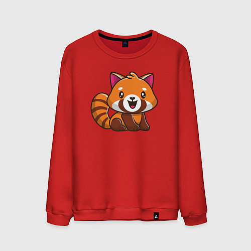 Мужской свитшот Радостная красная панда / Красный – фото 1