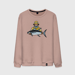 Свитшот хлопковый мужской Рыбак и тунец, цвет: пыльно-розовый