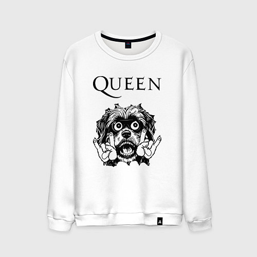 Мужской свитшот Queen - rock dog / Белый – фото 1
