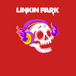 Свитшот хлопковый мужской Linkin Park - неоновый череп, цвет: красный — фото 2