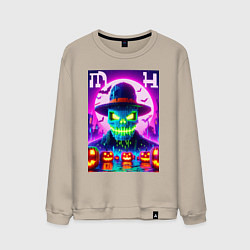 Свитшот хлопковый мужской Minecraft and halloween collaboration - neon glow, цвет: миндальный