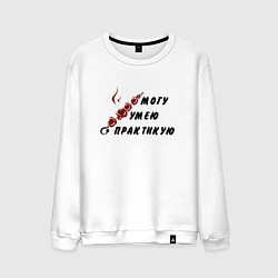 Свитшот хлопковый мужской Могу, умею, практикую, цвет: белый