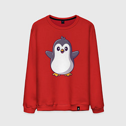 Свитшот хлопковый мужской Привет от пингвинёнка, цвет: красный