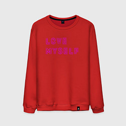 Свитшот хлопковый мужской Надпись love myself BTS, цвет: красный