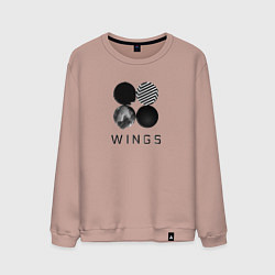Свитшот хлопковый мужской BTS Wings, цвет: пыльно-розовый