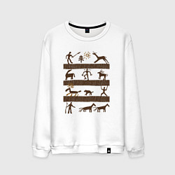 Свитшот хлопковый мужской Древняя охота, цвет: белый