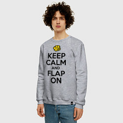 Свитшот хлопковый мужской Keep Calm & Flap On, цвет: меланж — фото 2
