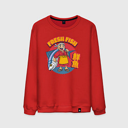 Свитшот хлопковый мужской Fresh fish, цвет: красный