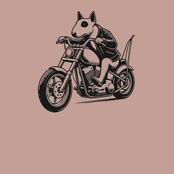 Свитшот хлопковый мужской Бультерьер байкер на мотоцикле чоппере, цвет: пыльно-розовый — фото 2