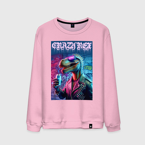 Мужской свитшот Crazy rex - ai art fantasy / Светло-розовый – фото 1