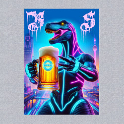 Свитшот хлопковый мужской Neon beersaur in metropolis - ai art fantasy, цвет: меланж — фото 2