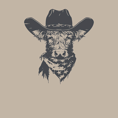 Мужской свитшот Корова ковбой / Миндальный – фото 3