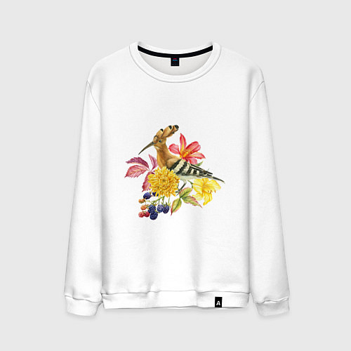 Мужской свитшот Осенний букет и птица удод / Белый – фото 1