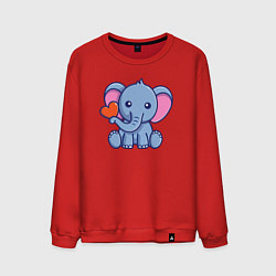 Свитшот хлопковый мужской Слоник к сердечком, цвет: красный