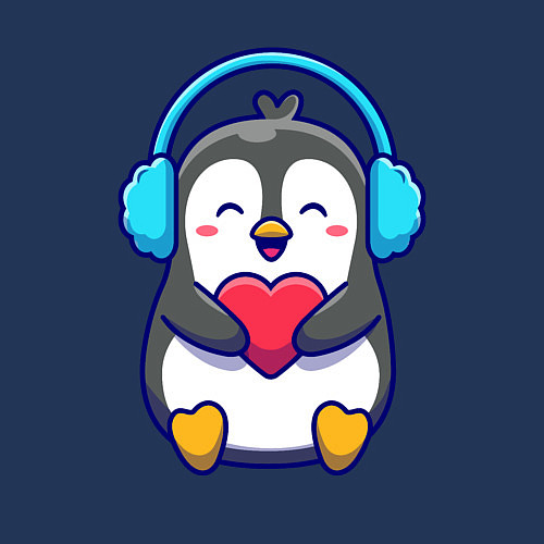 Мужской свитшот Милый пингвин с сердечком / Тёмно-синий – фото 3