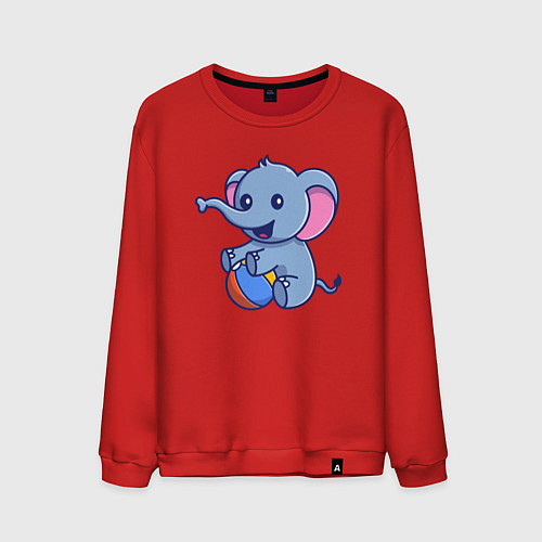 Мужской свитшот Слон играет в мяч / Красный – фото 1