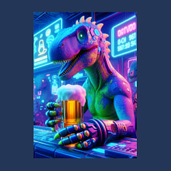 Свитшот хлопковый мужской Неоновый пивозавр за барной стойкой - нейроарт, цвет: тёмно-синий — фото 2