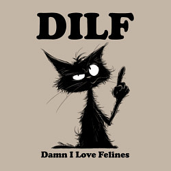 Свитшот хлопковый мужской DILF damn I love felines, цвет: миндальный — фото 2