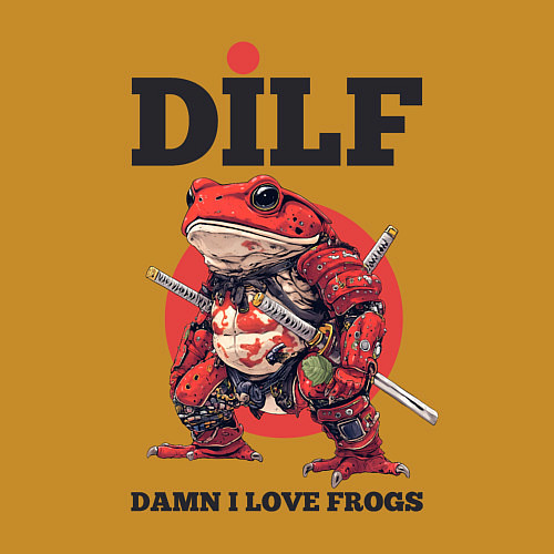 Мужской свитшот DILF damn I love frogs / Горчичный – фото 3