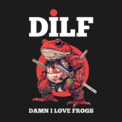 Мужской свитшот Damn I love frogs - DILF / Черный – фото 3