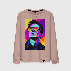 Свитшот хлопковый мужской Портрет Дурова pop art, цвет: пыльно-розовый