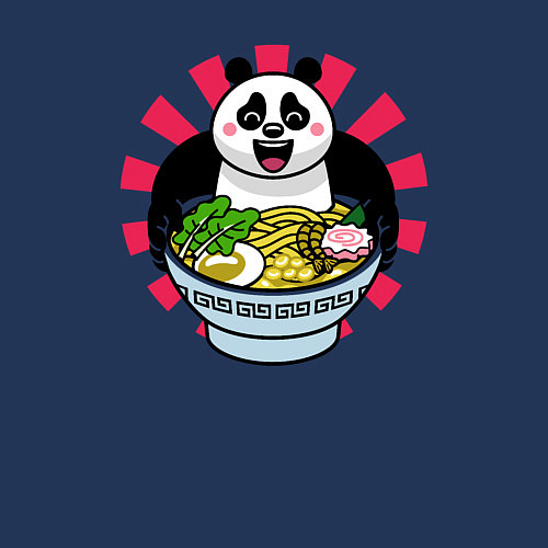 Мужской свитшот Рамен и панда / Тёмно-синий – фото 3