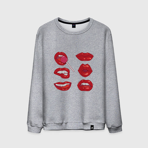 Мужской свитшот Коллекция красивых губ / Меланж – фото 1