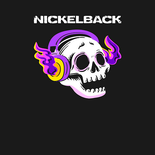 Мужской свитшот Nickelback - неоновый череп / Черный – фото 3