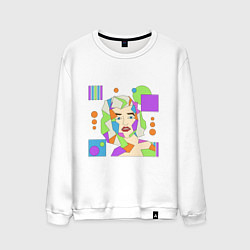 Свитшот хлопковый мужской Мэрилин Монро абстрактный женский портрет, цвет: белый