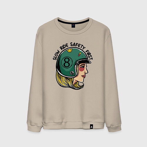 Мужской свитшот Безопасность - медленная езда / Миндальный – фото 1