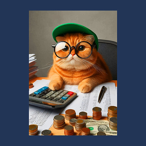 Мужской свитшот Рыжий кот - бухгалтер / Тёмно-синий – фото 3