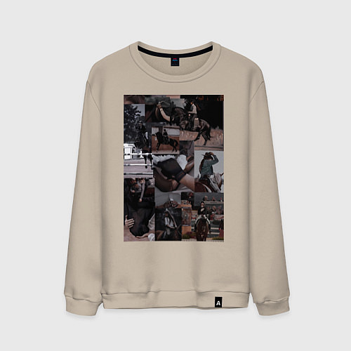 Мужской свитшот Конный спорт коллаж / Миндальный – фото 1