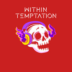 Свитшот хлопковый мужской Within Temptation - неоновый череп, цвет: красный — фото 2