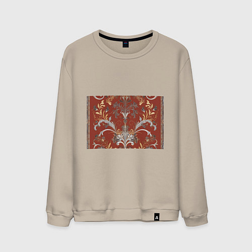 Мужской свитшот Изысканный орнамент ковер / Миндальный – фото 1