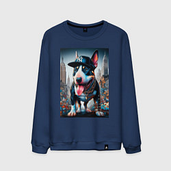 Мужской свитшот Funny bull terrier in New York - ai art