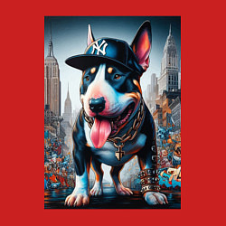 Свитшот хлопковый мужской Funny bull terrier in New York - ai art, цвет: красный — фото 2