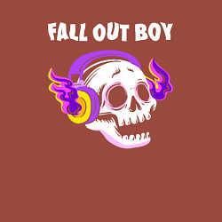 Свитшот хлопковый мужской Fall Out Boy - неоновый череп, цвет: кирпичный — фото 2